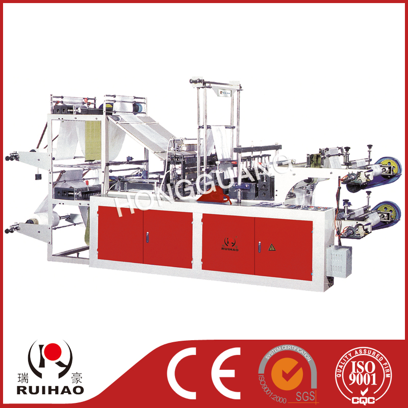 Computer control two-layer rolling bag-making machine for vest & flat bags